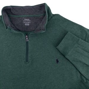 Polo Ralph Lauren Mens 3LT Quarter 1/4 Zip Soft Touch Pullover Sweater Green